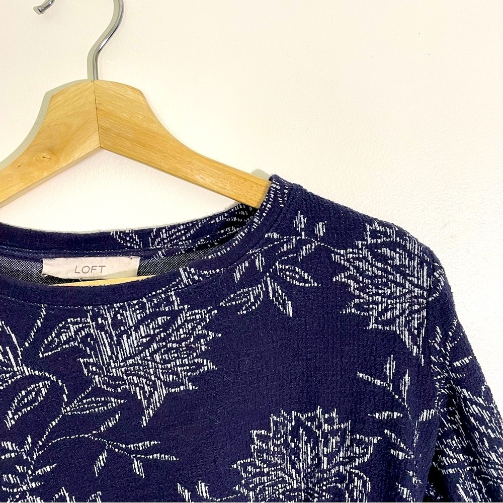 Loft | Textured Floral Brocade Crewneck